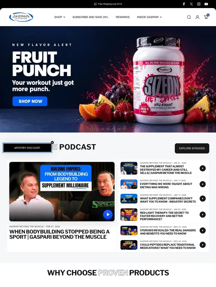Gaspari Nutrition home page